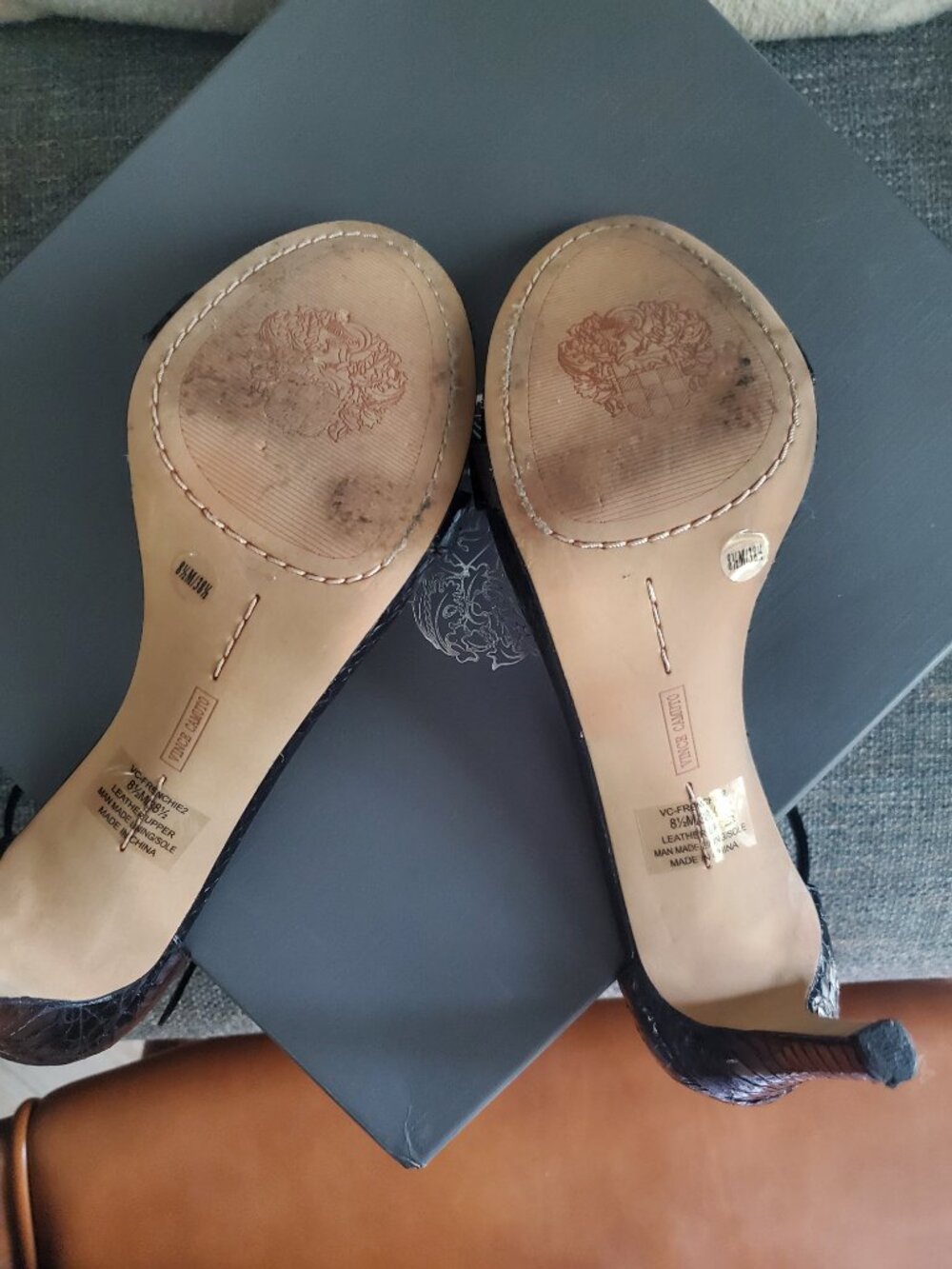 Vince Camuto Frenchie Ankle Strap Black Sandals | 8.5 - Picture 2 of 6